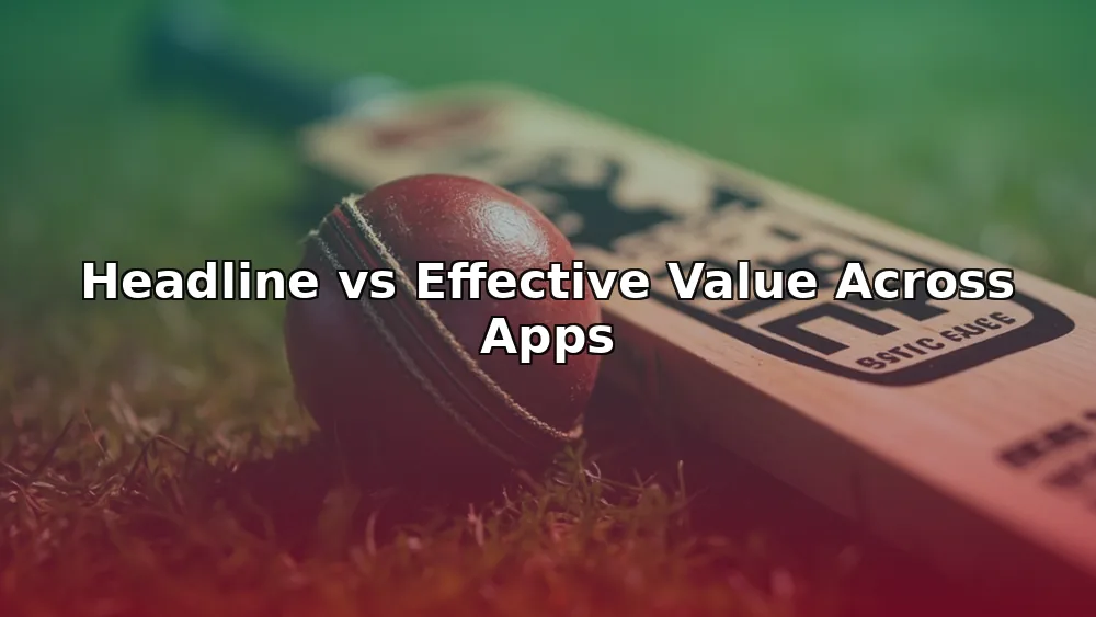Welcome bonus headline vs effective value visual across Indian fantasy apps